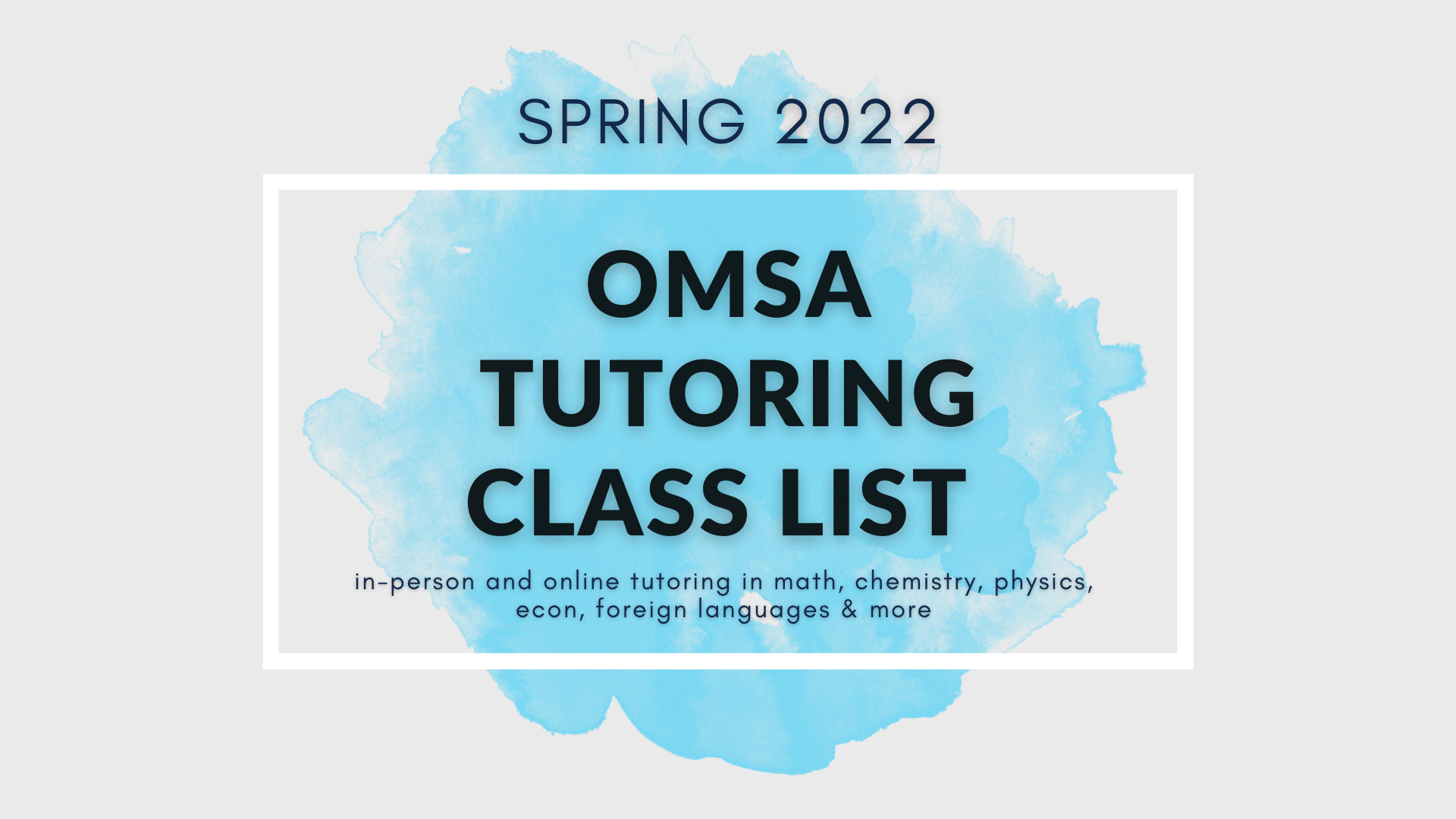 Spring 2022 Tutoring Class List graphic